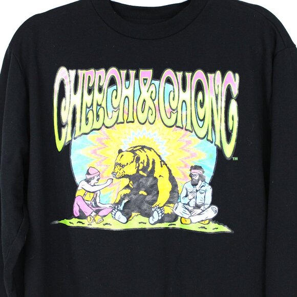 Cheech & Chong Psychedelic Men's Black Long Sleeve Sweatshirt Size Medium - Picture 2 of 4
